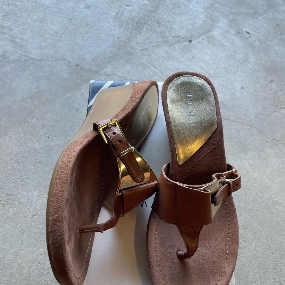 Nine West Brown Wedge Sandals